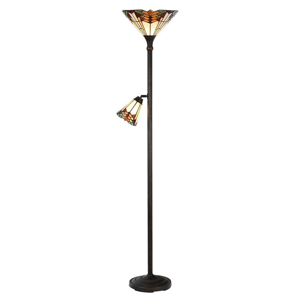 Vloerlamp Tiffany Ø 30x178 cm E27/max 1x100W E14/max 1x25W