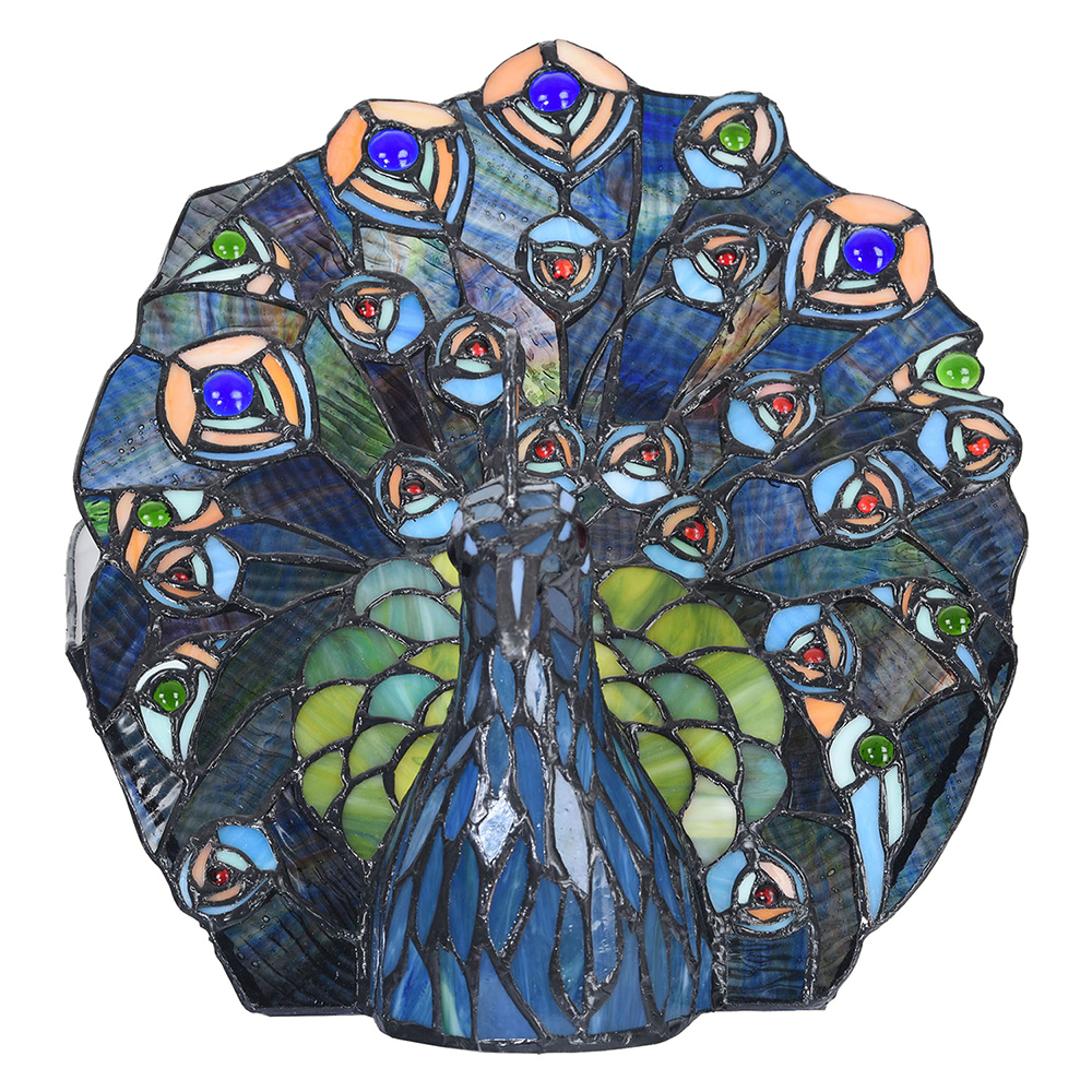 [5LL-6044] Tafellamp Tiffany pauw 32x35x30 cm E14/max 1x40W