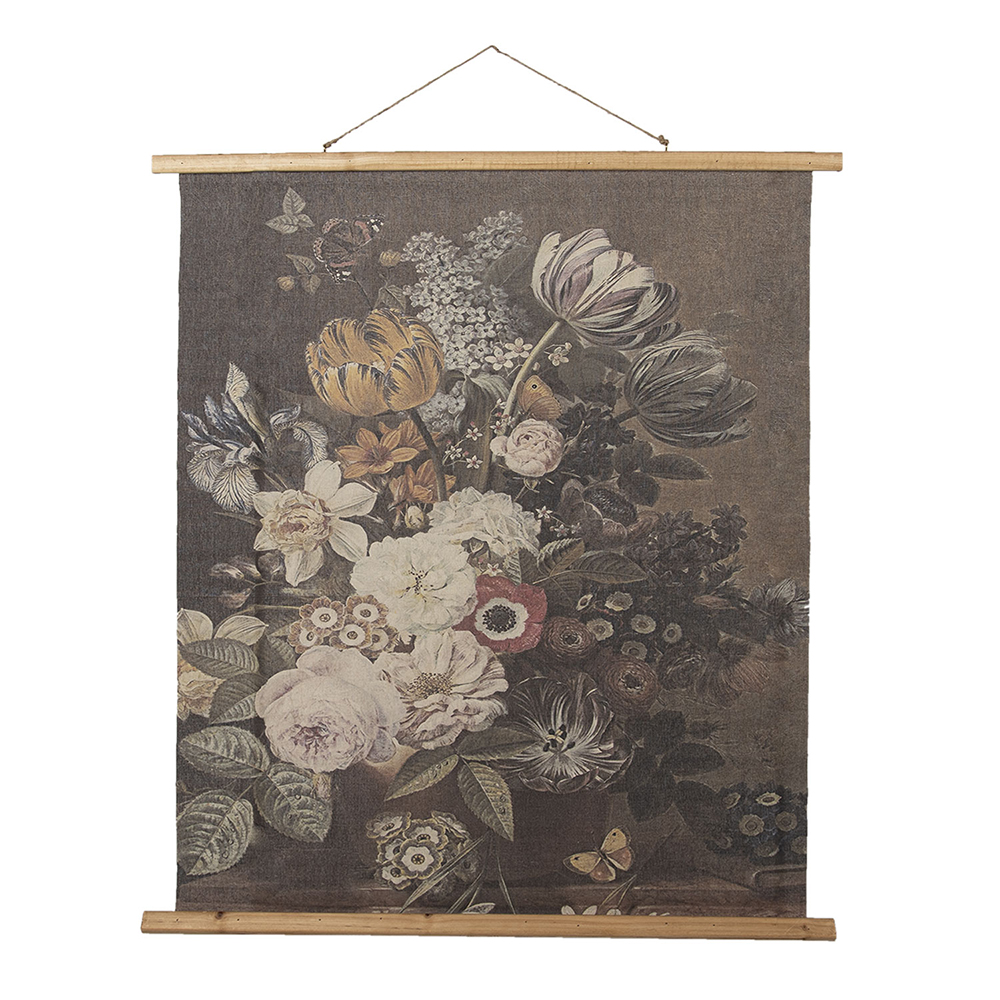 [5WK0031] Wandkaart met bloemen 80x2x100 cm