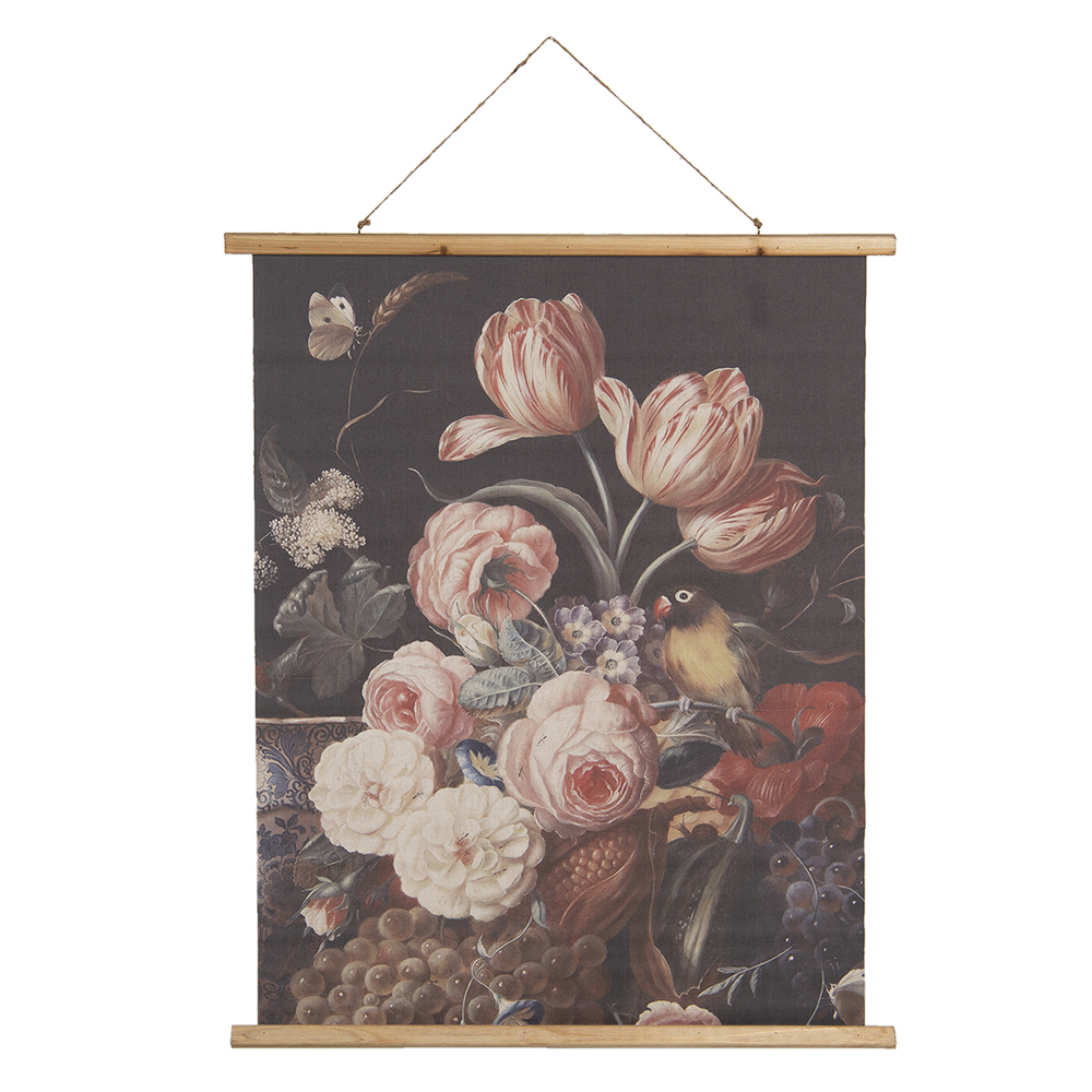 [5WK0037] Wandkaart met bloemen 80x2x100 cm