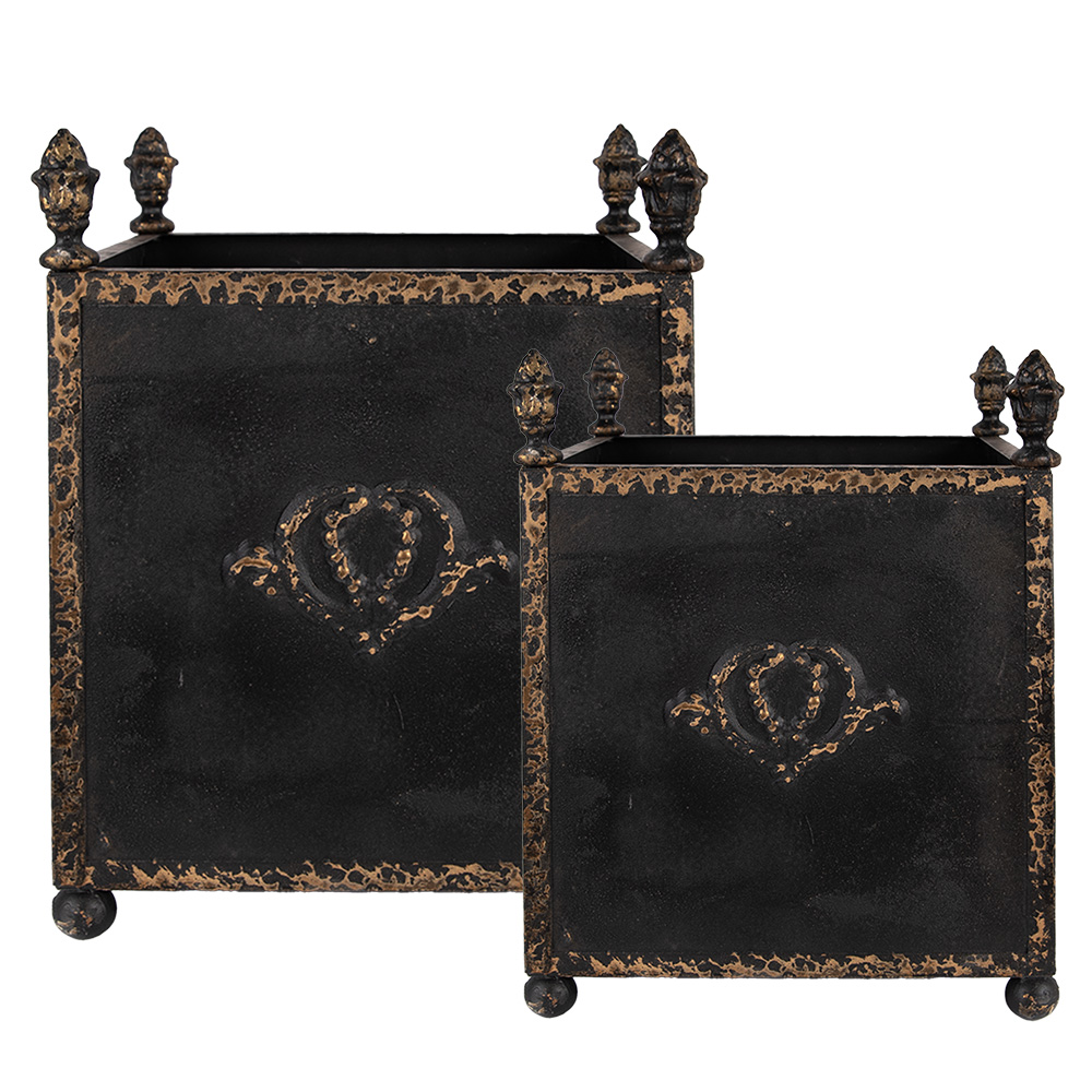 [5Y1293] Bloempot (2) 42x42x51 / 32x32x41 cm