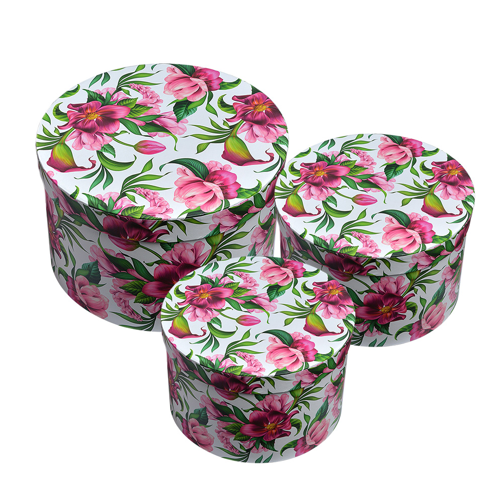 [65455] Hoedendoos (3) Ø 26x15 / Ø 22x15 / Ø 19x14 cm