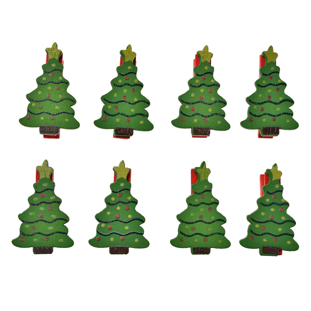 [65639] Knijper met kerstboom (set van 8) 2x1x4 cm