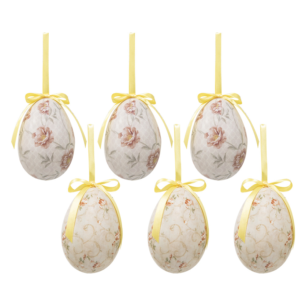 Decoratie hanger ei (set 6) Ø 7x10 cm