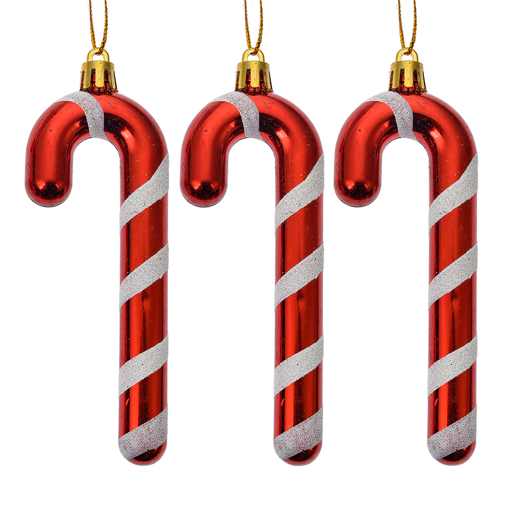 Decoratie hanger zuurstok (set van 3) 4x1x13 cm