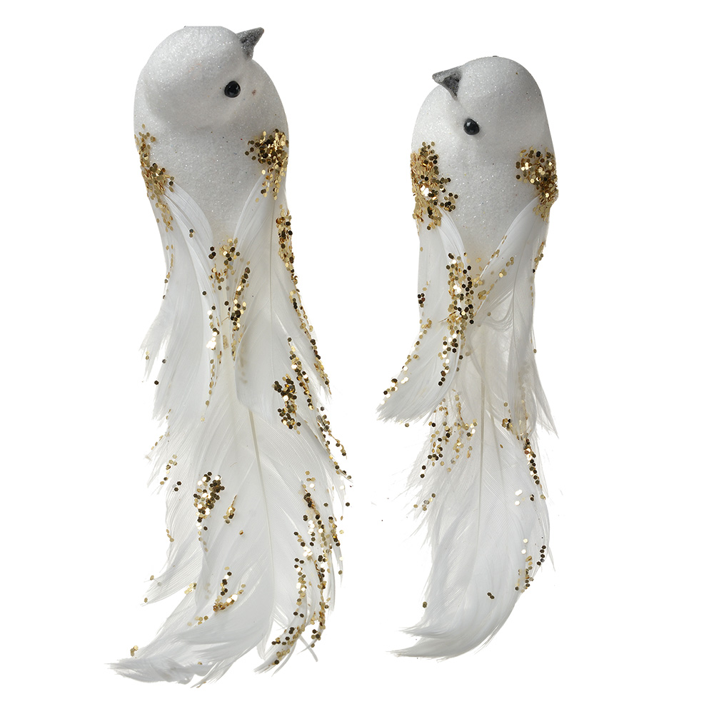 [66145] Decoratie vogel (set van 2) 15x8x5 cm