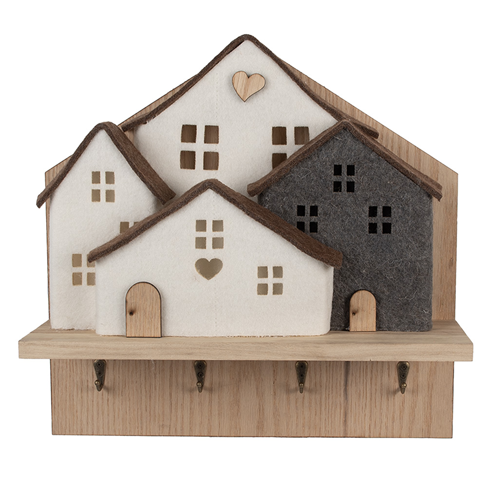 [66307] Kapstok met vilten huizen 40x13x40 cm