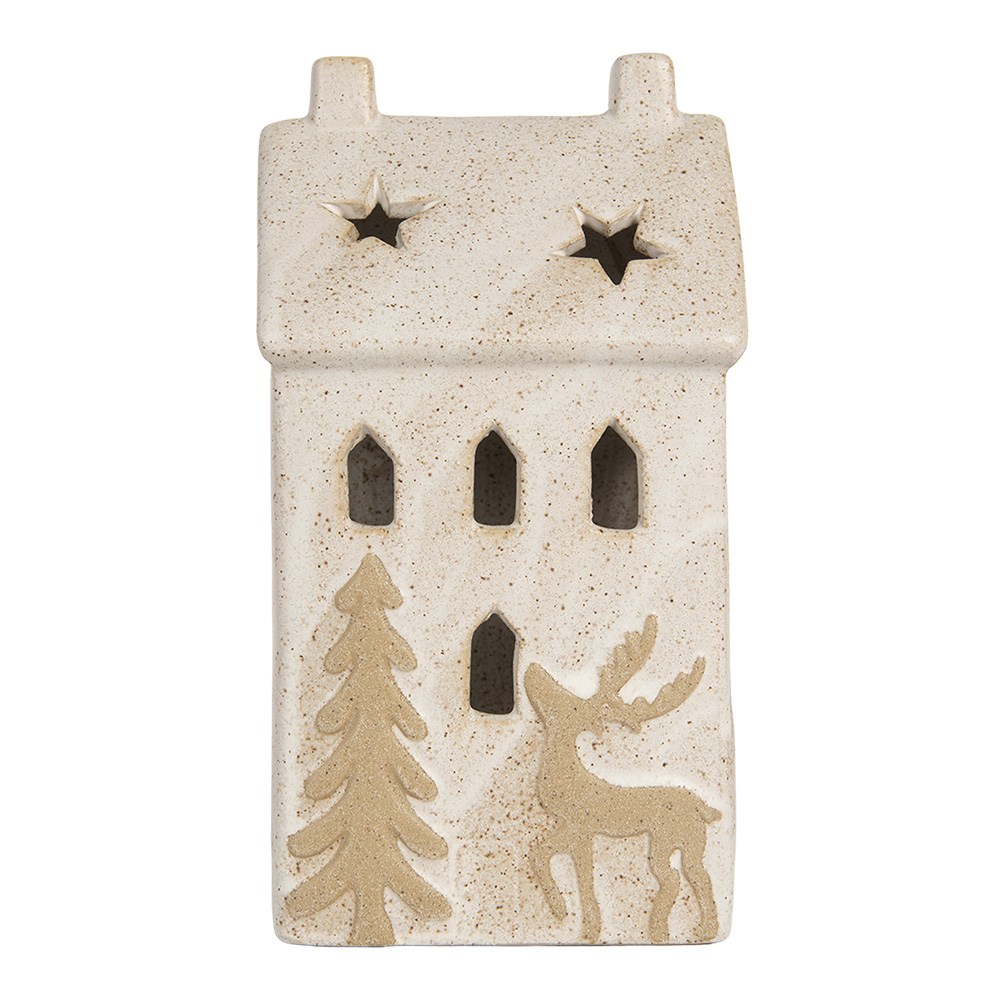 [6CE2176L] Decoratie huisje met LED 10x9x18 cm