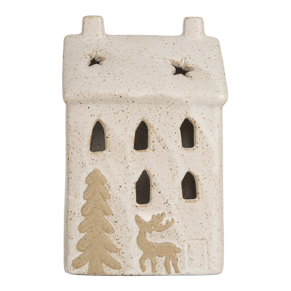 [6CE2176M] Decoratie huisje met LED 9x7x15 cm