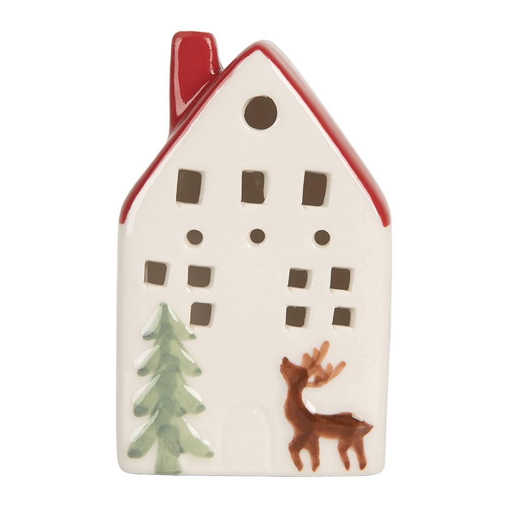 [6CE2177M] Decoratie huisje met LED 6x5x10 cm