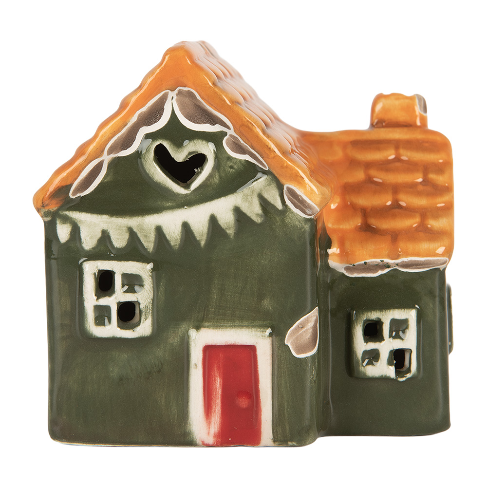 Decoratie huisje met LED 8x6x8 cm