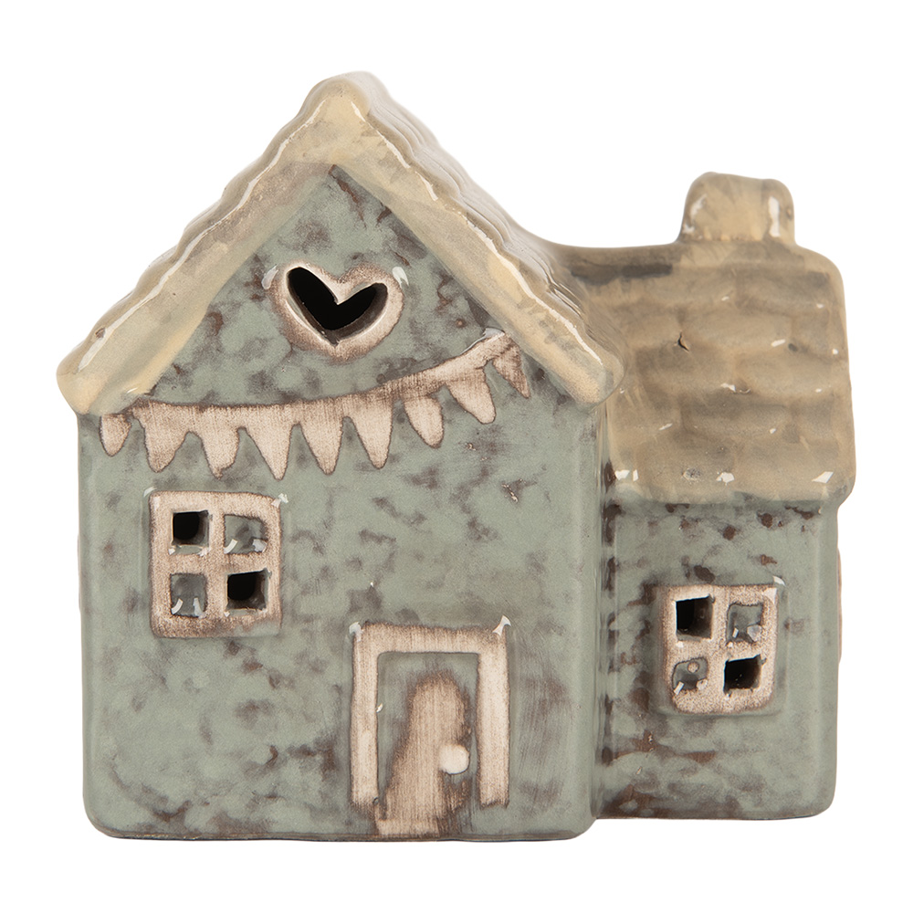 [6CE2272] Decoratie huisje met LED 8x6x8 cm