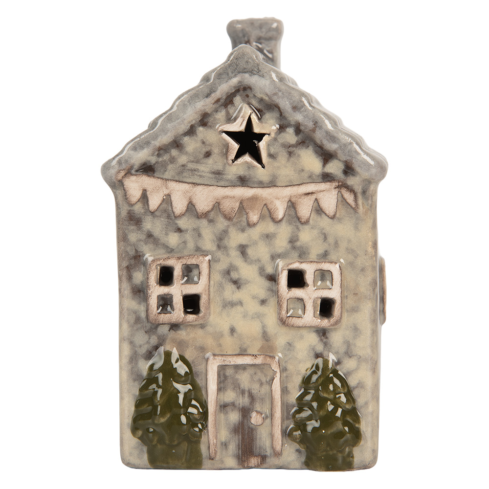 [6CE2274] Decoratie huisje met LED 6x6x11 cm