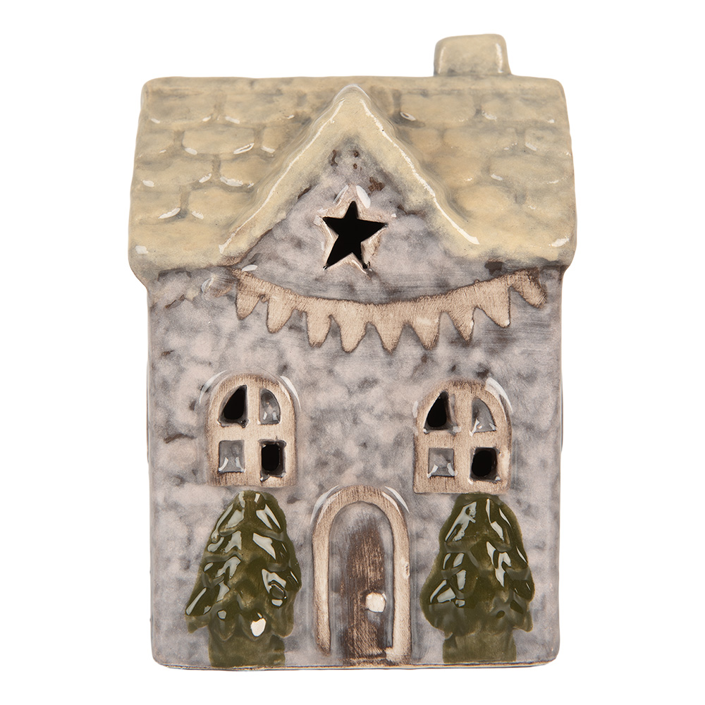 [6CE2275] Decoratie huisje met LED 6x6x10 cm