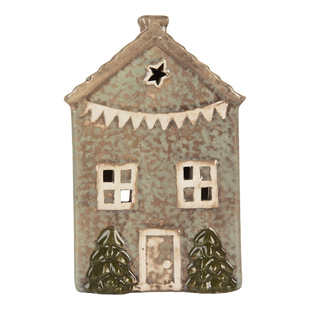 [6CE2281] Waxinelichthouder huisje 10x8x15 cm