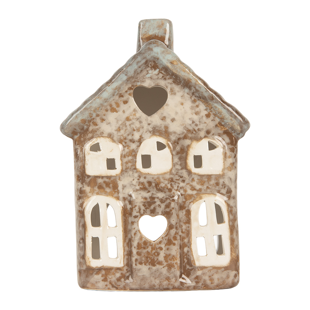 [6CE2291] Waxinelichthouder huisje 9x6x13 cm