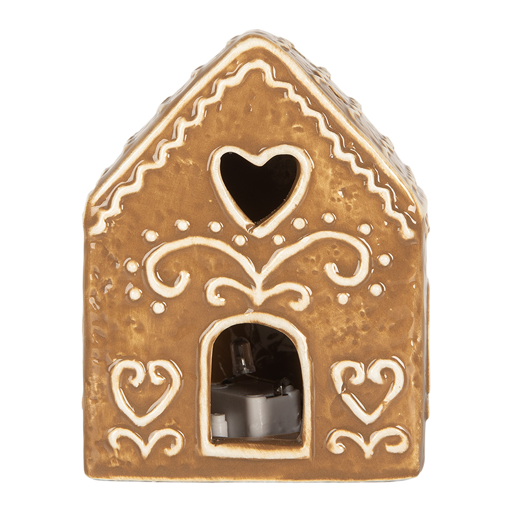 Decoratie huisje met LED 8x6x10 cm