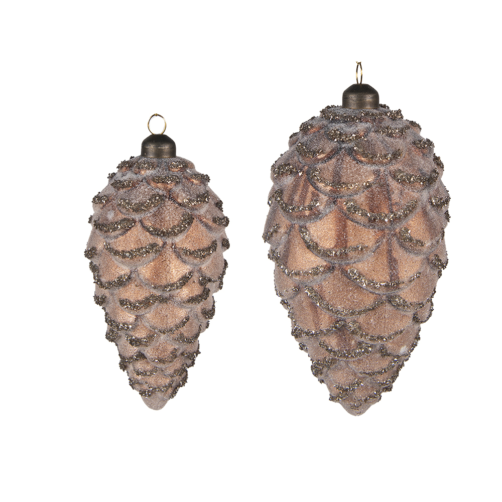 Kerstbal Ø 9x18 / Ø 7x15 cm (set van 2)