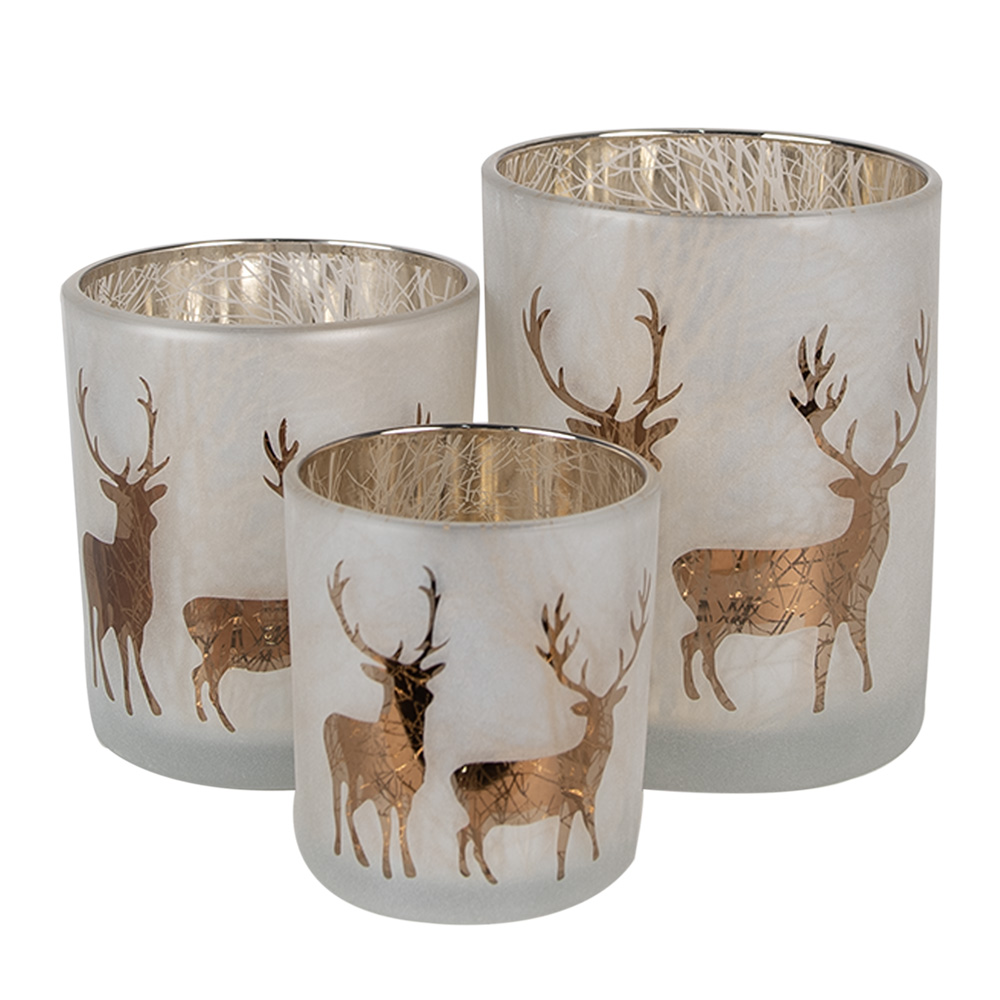 [6GL4666] Waxinelichthouder (3) Ø 7x8 / Ø 9x10 / Ø 10x12 cm