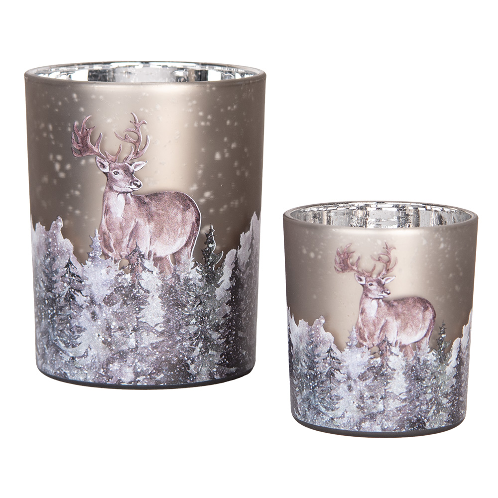 [6GL4984] Waxinelichthouder (2) Ø 7x8 / 10x13 cm