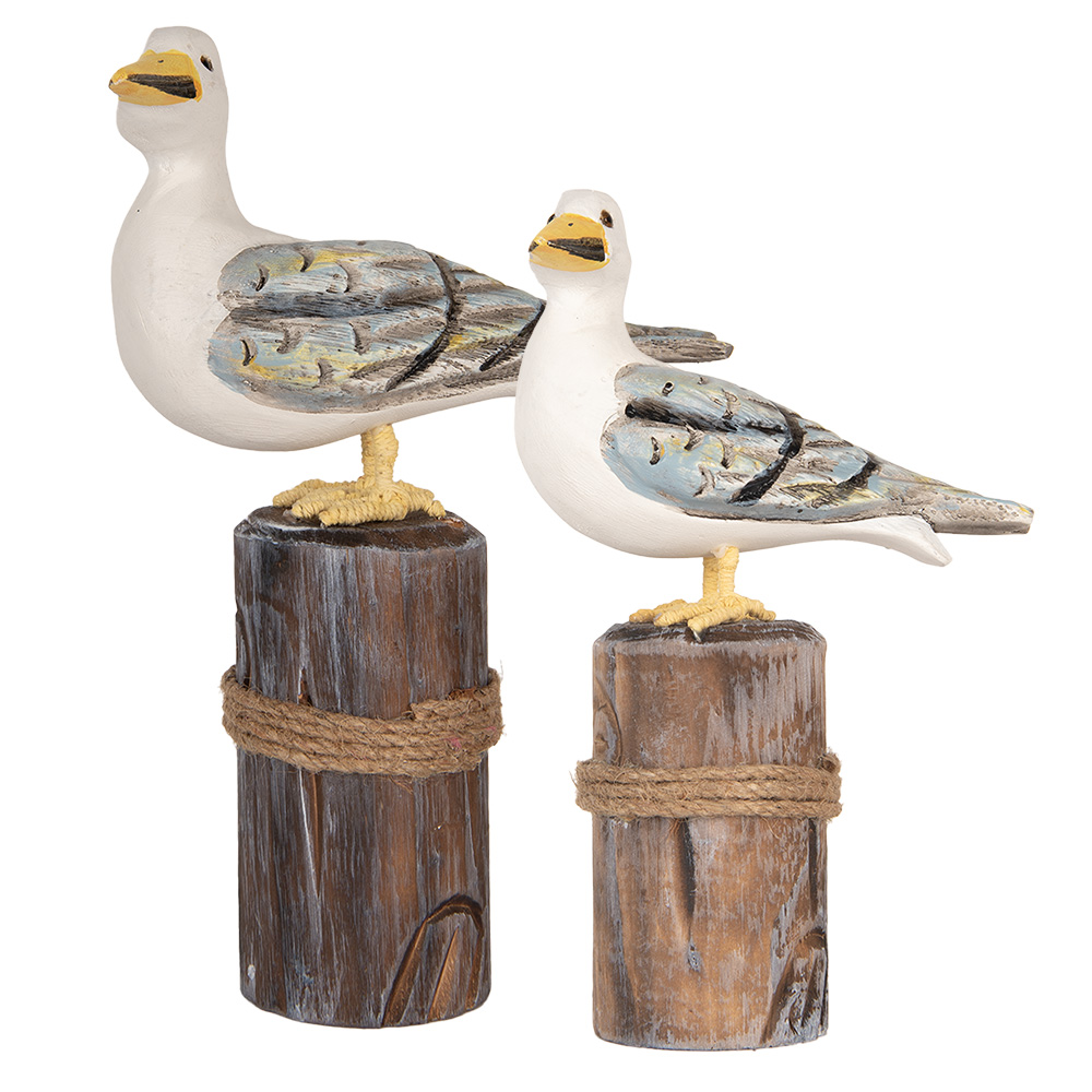 [6H2401] Decoratie vogels (set van 2) 13x6x22 / 18x8x29 cm