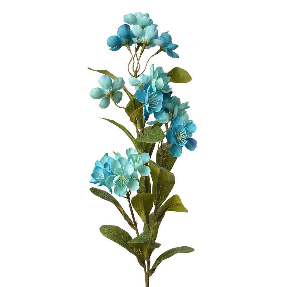 [6PL0343BL] Decoratie tak met bloemen 18x10x70 cm