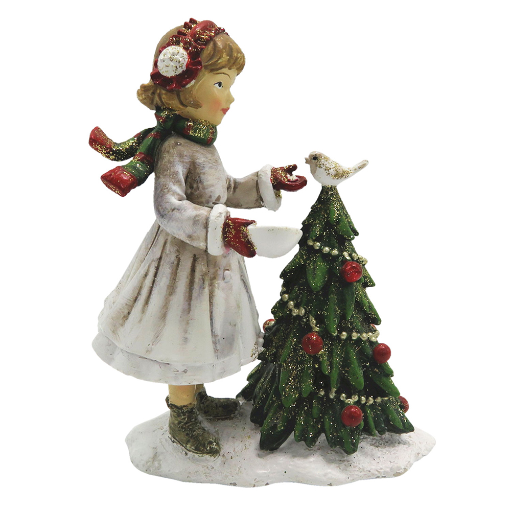 Decoratie kind met kerstboom 9x5x12 cm