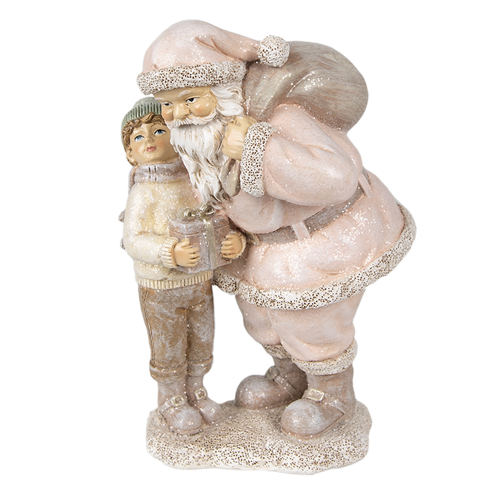 [6PR3932] Decoratie kerstman met kind 13x11x18 cm