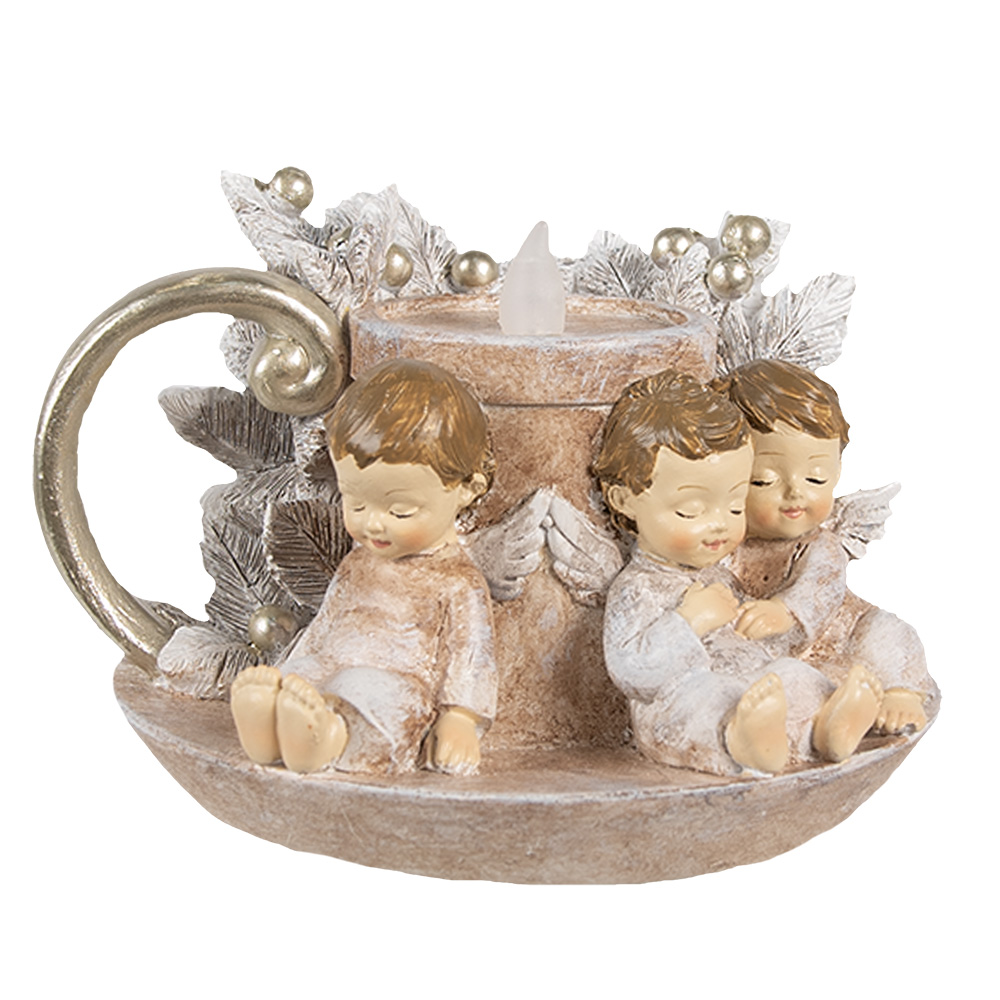[6PR4164] Decoratie kandelaar engel LED 14x13x10 cm