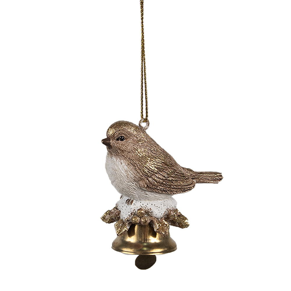 [6PR4228] Decoratie hanger vogel op bel 6x4x6 cm
