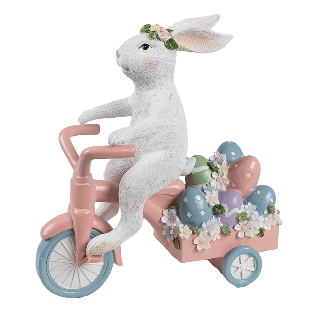 [6PR5220] Decoratie konijn op fiets 29x12x31 cm