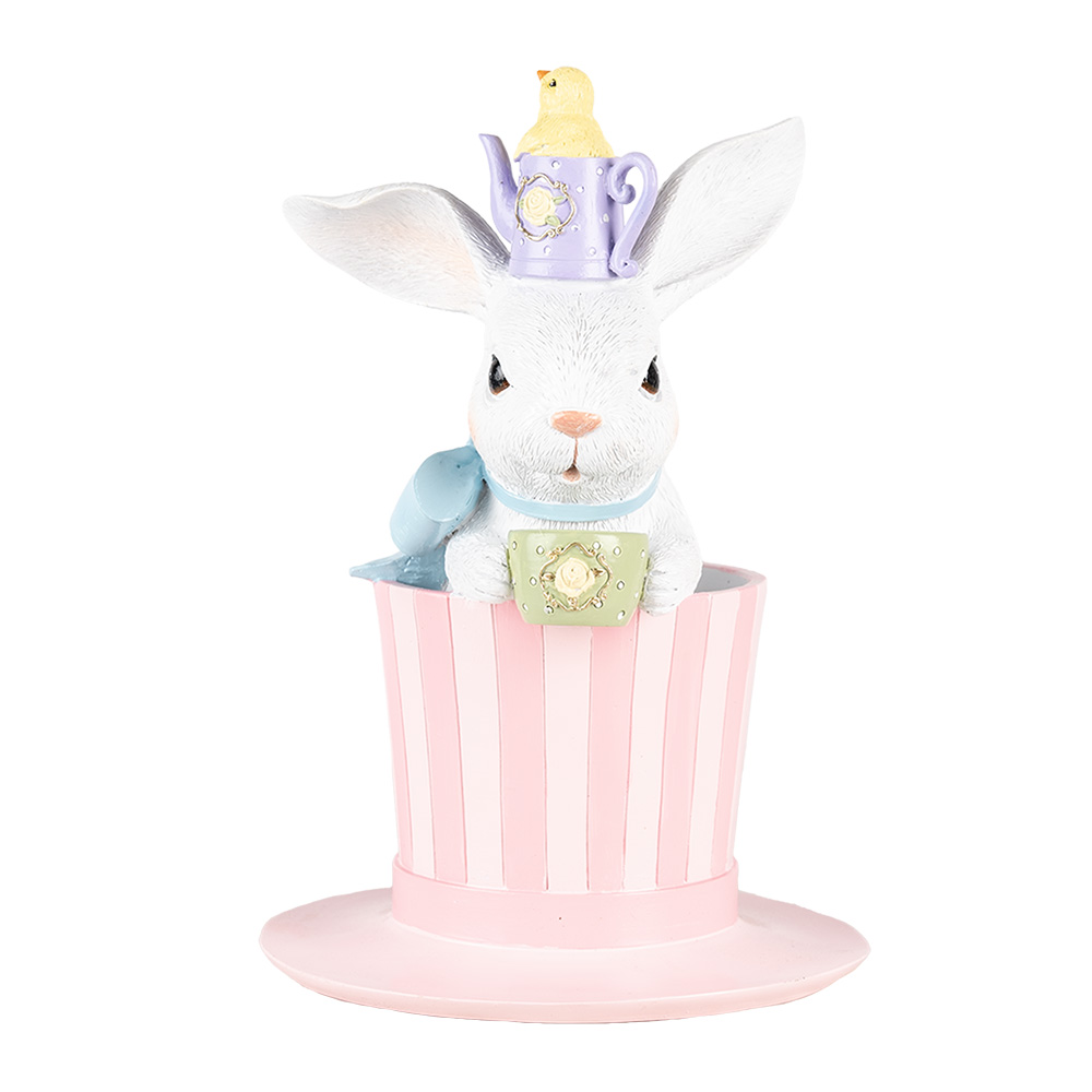 Decoratie konijn op hoed Ø 18x26 cm