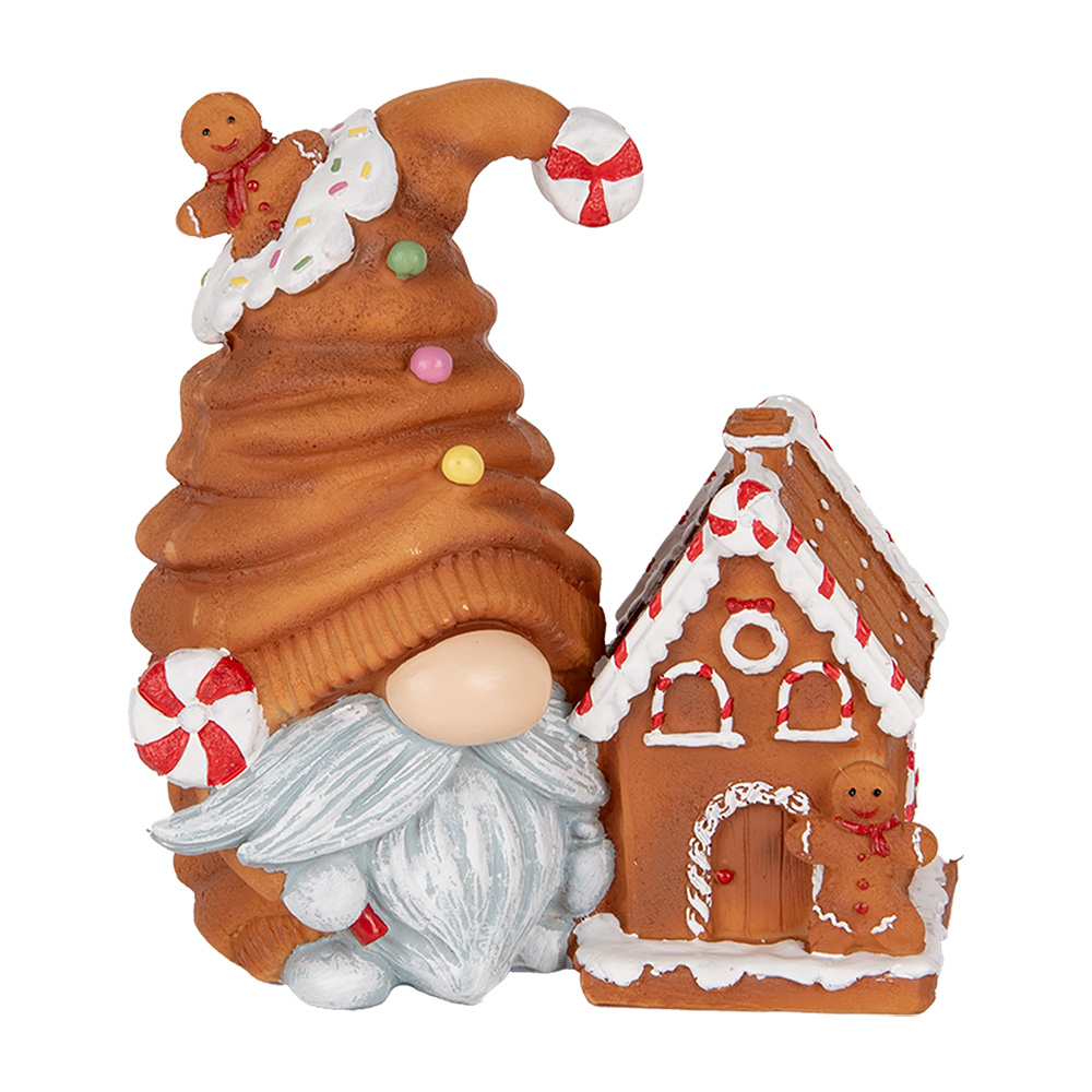 [6PR5309] Decoratie kabouter met huisje en LED 14x9x15 cm