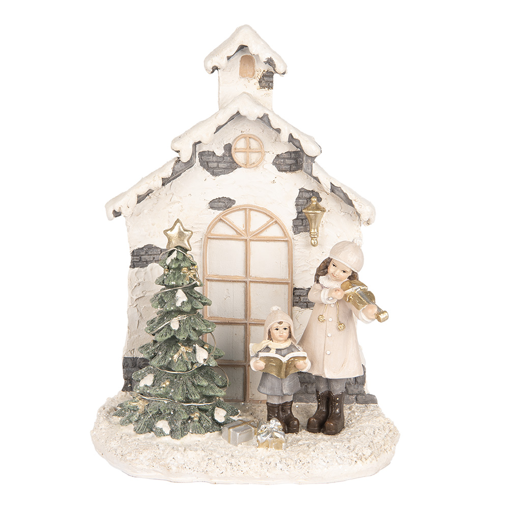 [6PR5371] Decoratie kind met kerstboom met LED 16x9x21 cm
