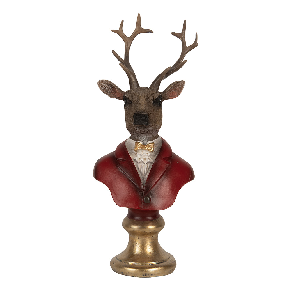 Decoratie buste rendier 10x9x19 cm