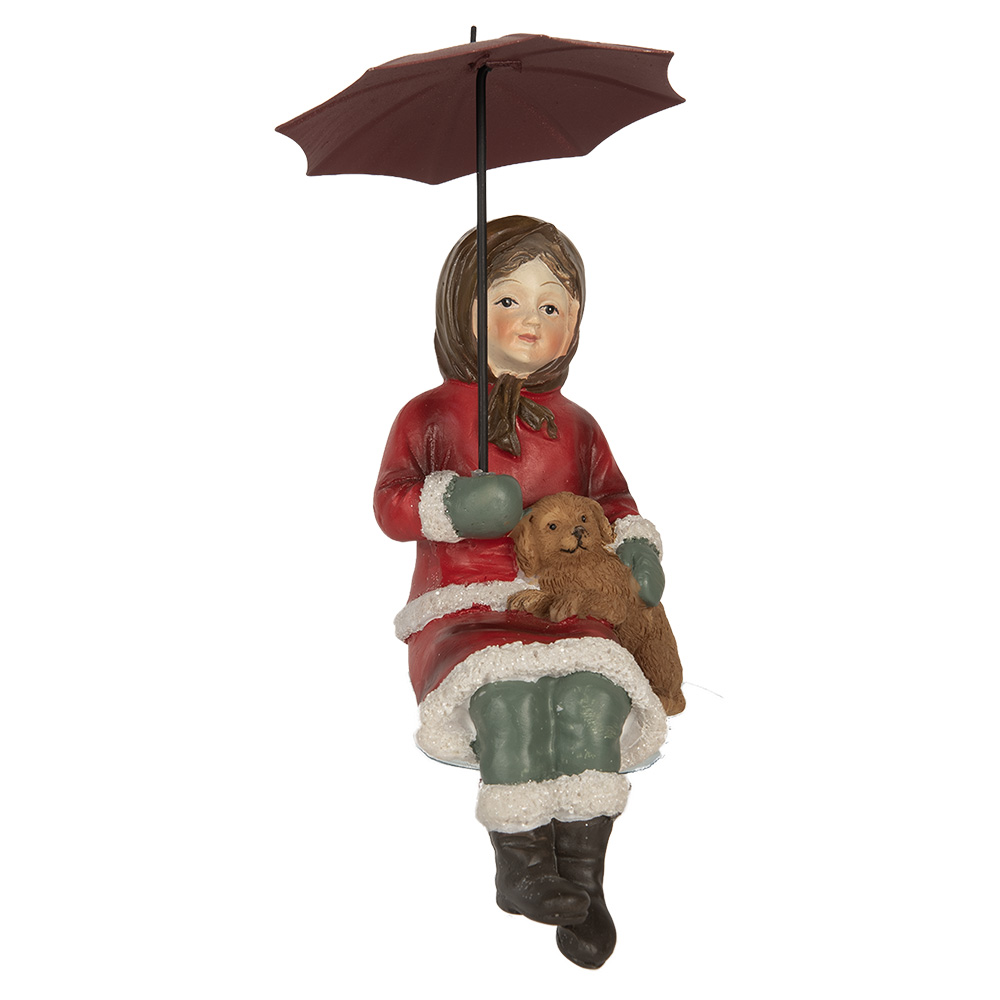 Decoratie kind met hond 10x7x19 cm