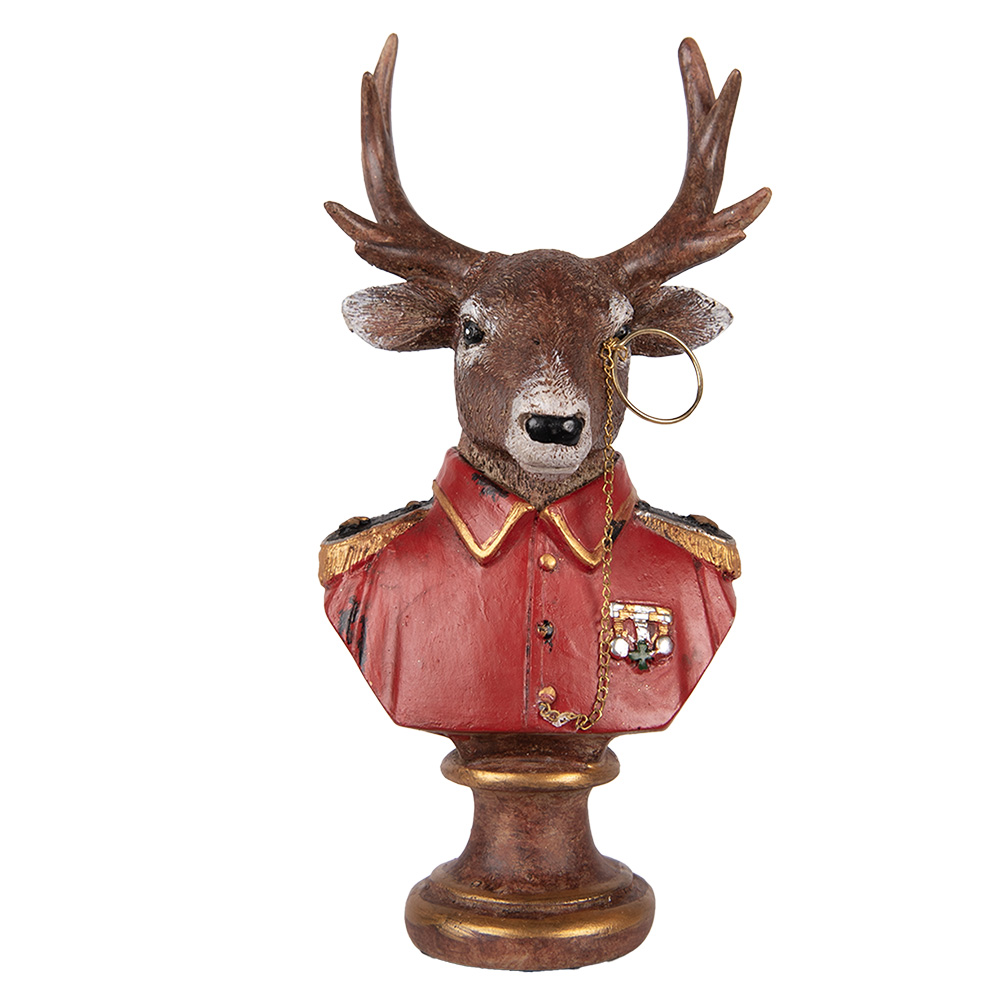 Decoratie buste rendier 10x8x19 cm