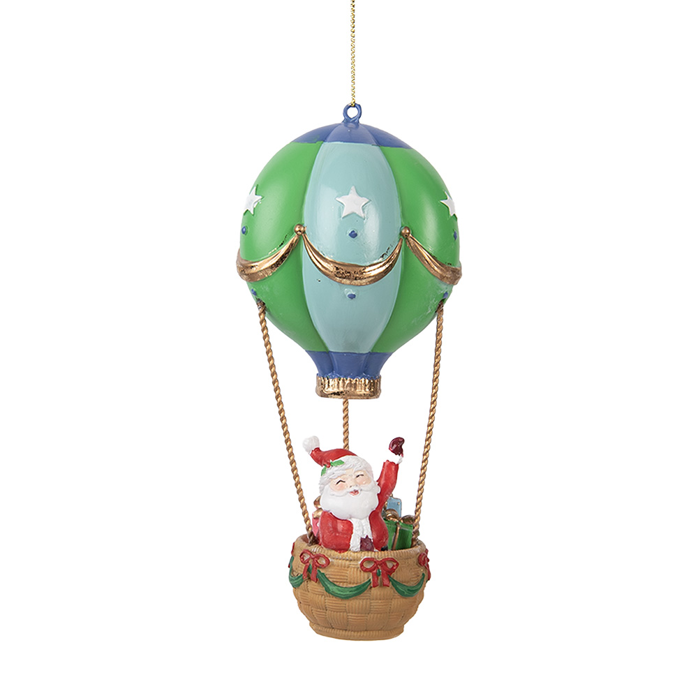 [6PR5613] Decoratie hanger kerstman in luchtballon Ø 8x18 cm