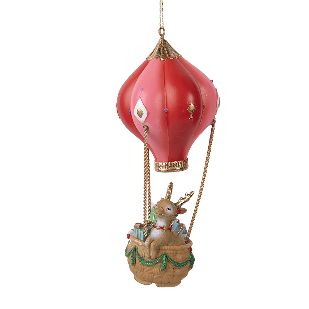 [6PR5614] Decoratie hanger hert in luchtballon Ø 7x17 cm