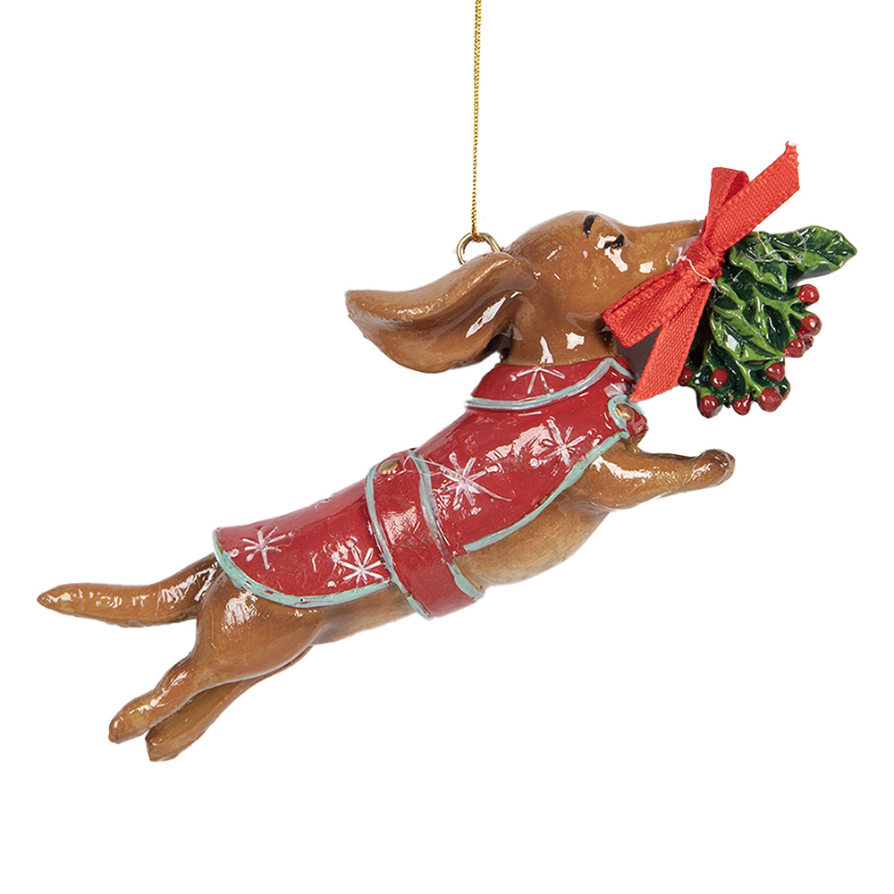 Decoratie hanger hond 12x2x4 cm