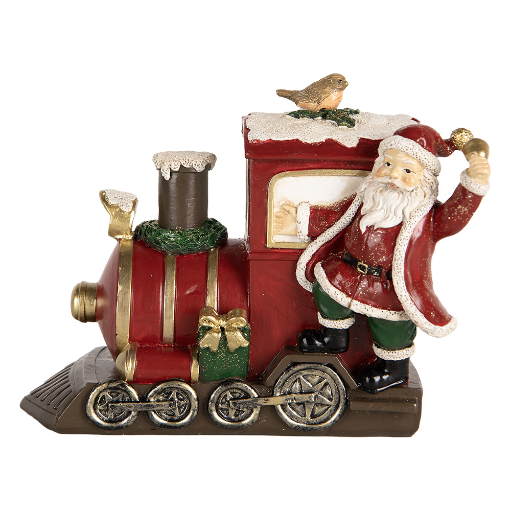 Decoratie kerstman met locomotief 16x10x13 cm