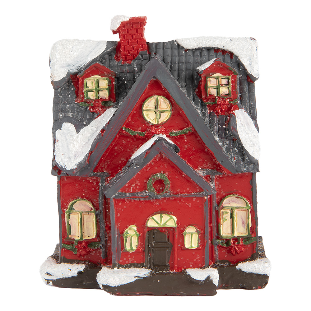 Decoratie huisje met LED 6x5x7 cm
