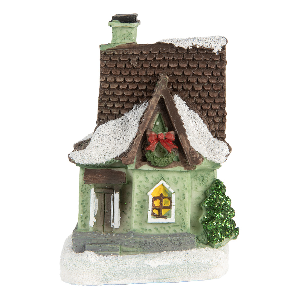 Decoratie huisje met LED 5x5x8 cm