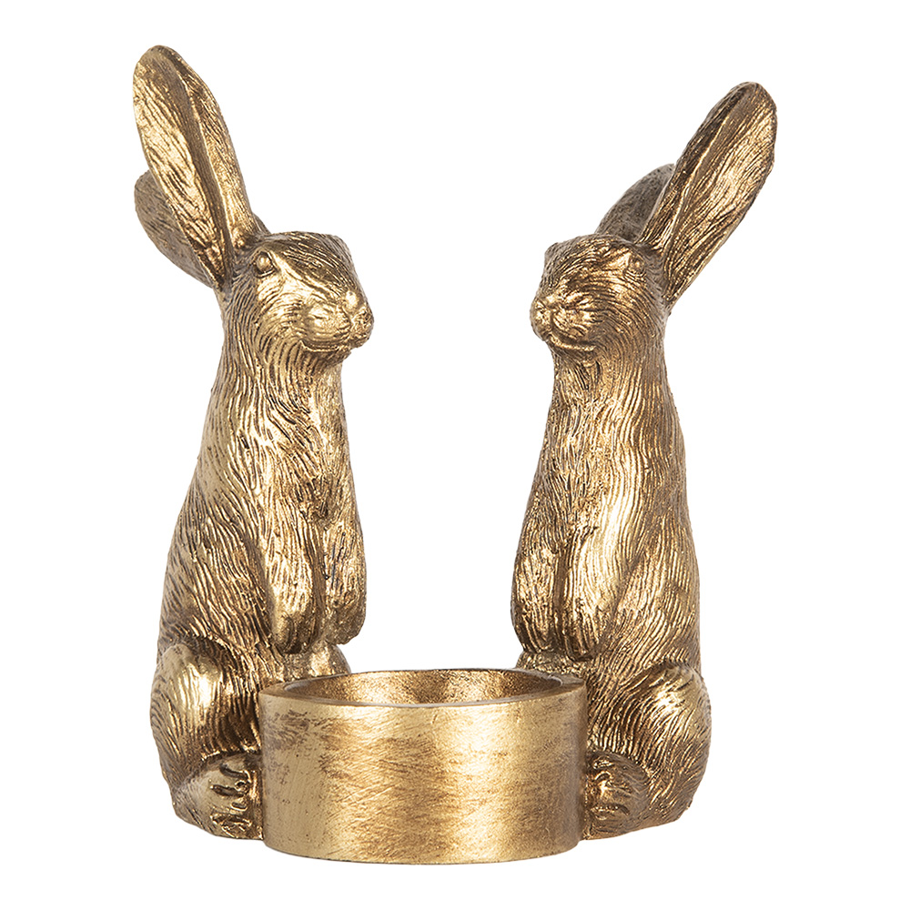Waxinelichthouder konijnen 10x8x12 cm