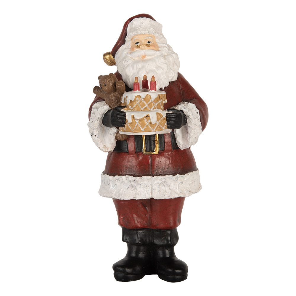 [6PR5862] Decoratie kerstman met taart 10x10x21 cm