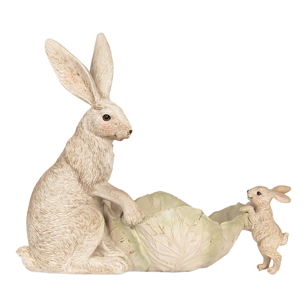 [6PR5905] Decoratie konijnen met schaal 29x14x26 cm