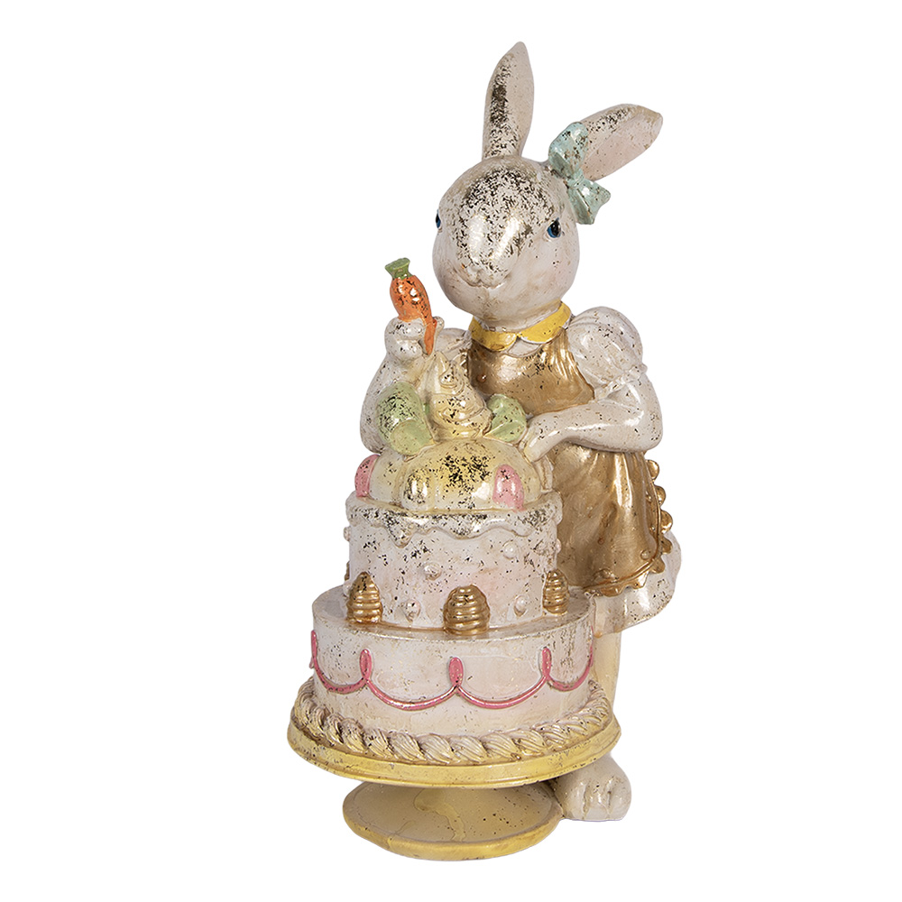 [6PR6042] Decoratie konijn met taart 20x15x36 cm
