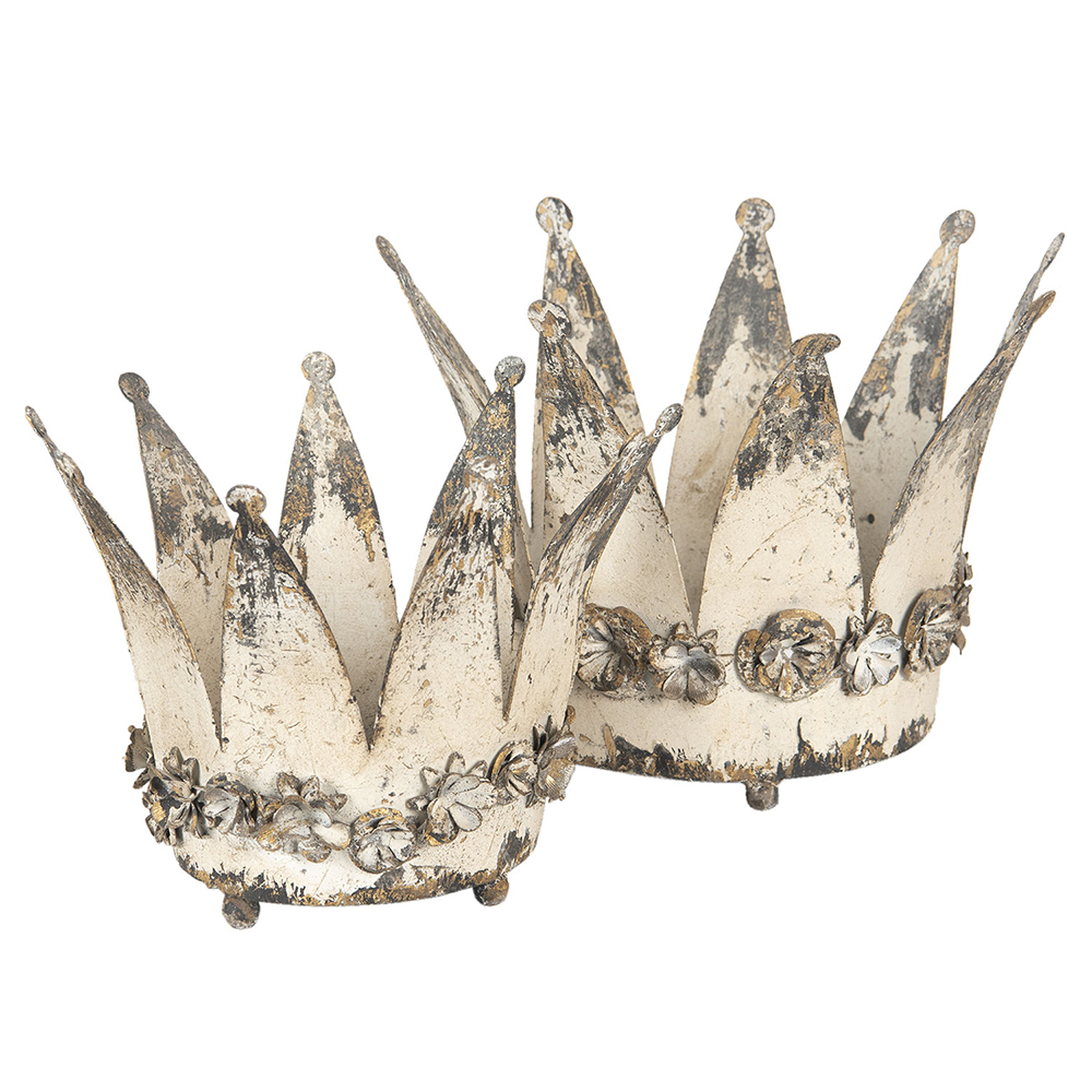 [6Y2955] Decoratie kroon / Waxinelichthouder (2) Ø 33x24 / Ø 25x20 cm