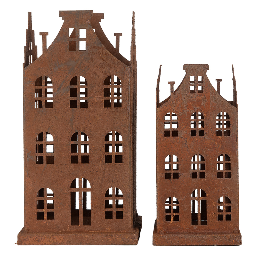 [6Y5791] Decoratie huis (2) 14x14x27 / 11x11x23 cm