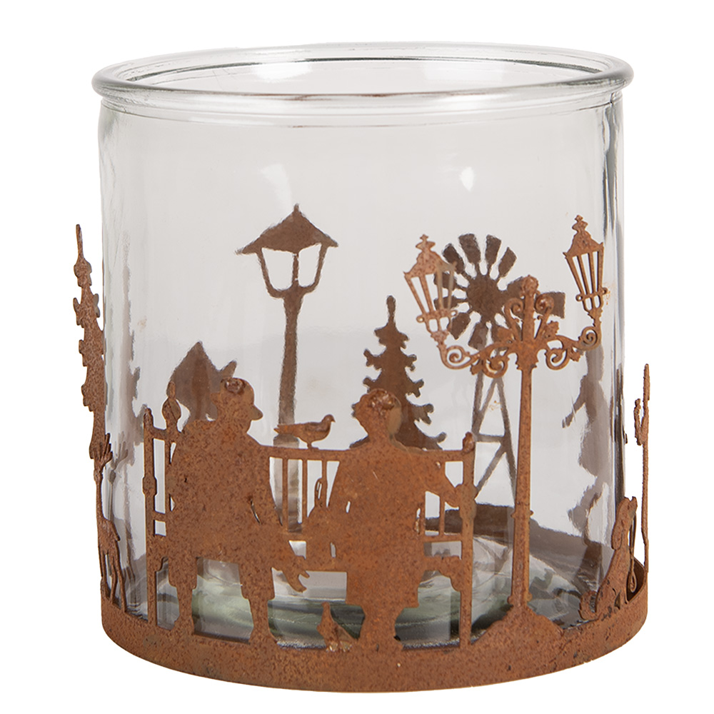 Waxinelichthouder Kersttafereel Ø 15x15 cm